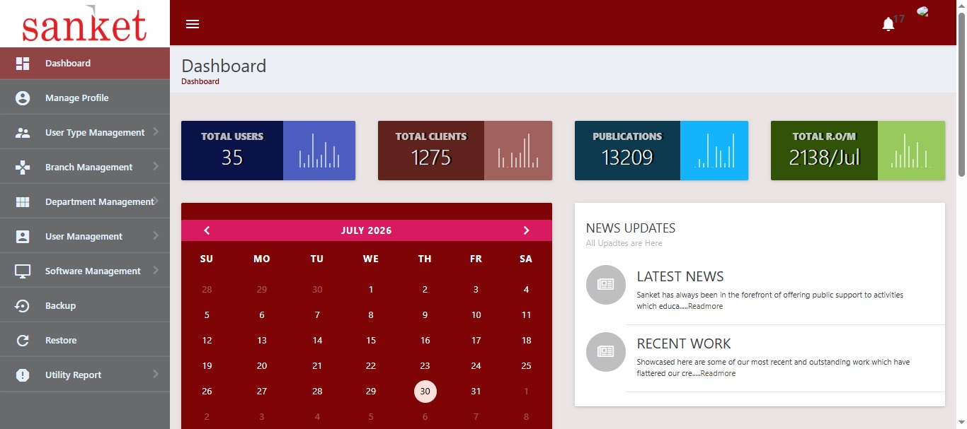 Sanket Communications website preview
