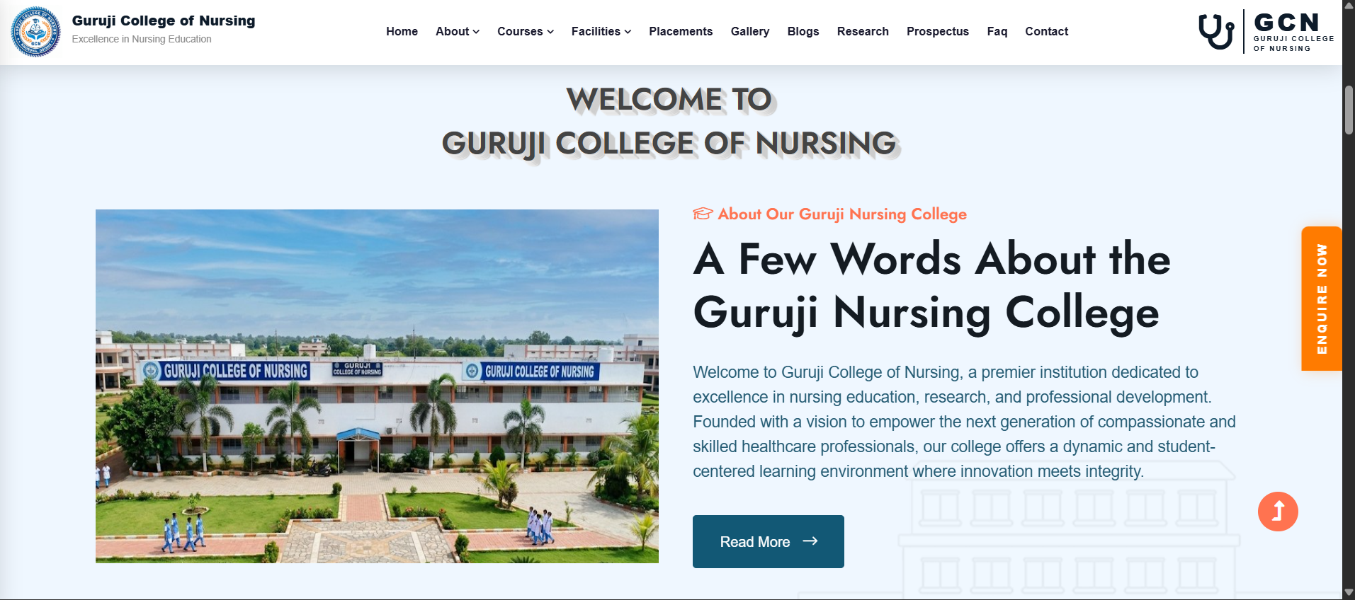 Guruji Nursing College website preview